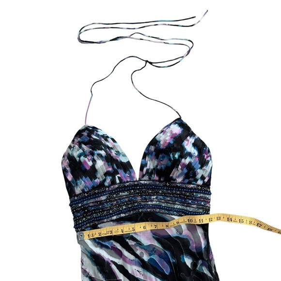 Camille la Vie BLACK BLUE MULTI COLOR STRIPES BEADED PROM FORMAL GOWN DRESS 4 - Picture 7 of 15